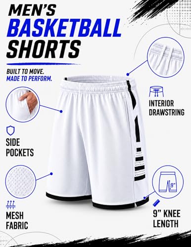 Image of Liberty Imports Pack of 5 Men's Athletic Basketball Shorts Mesh Quick Dry Activewear with Pockets