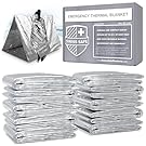 Swiss Safe Emergency Mylar Thermal Blankets + Bonus Space Blanket - Compact & Insulated for Cold Weather - Designed for NASA, Outdoor Camping, Survival, First Aid Car Kit - Silver, 75 Pack