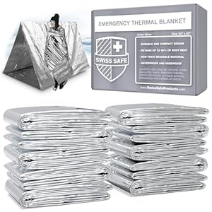 Swiss Safe 10 Pack Mylar Emergency Blankets for Survival Compact Insulated for Cold Weather Designed for NASA Outdoor Running Camping Survival First Aid Car Kit Silver 10 Pack