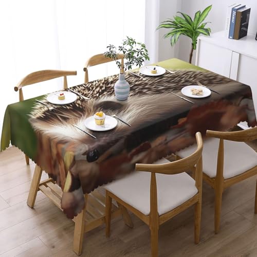 Nappe rectangulaire motif hérisson imperméable, la décoration de table rustique et durable
