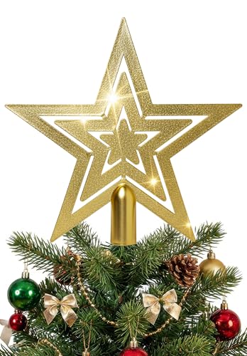 Menz Glänzende Gold Weihnachtsbaumspitze, Langlebige Christbaumspitze...