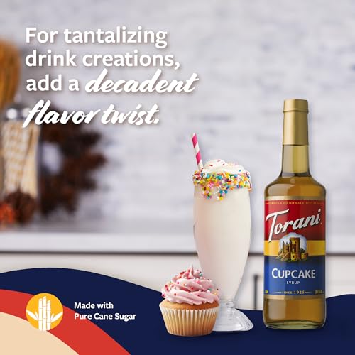 Image of Torani Coffee Syrup, Cupcake Flavoring for Drinks, Glass Bottle with Pump Included, 25.4 Fl Oz