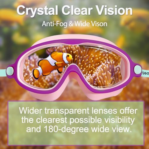 Image of Seago Swim Goggles 2 Pack Anti-Fog Anti-UV Wide View Swimming Goggles for Kids 3-14