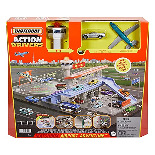 Matchbox HCN34 - Action Drivers Matchbox Flughafenabenteuer mit Lichtern, Geräuschen und beweglichen Teilen, 1 Fahrzeug und 1 Flugzeug, kombinierbar mit anderen Sets, Geschenk für Kinder ab 3 Jahren – Bild 7