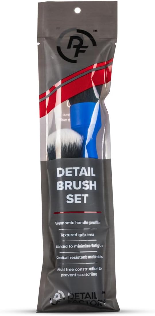 Detail Factory - Synthetic Detailing Brush Set - Ultra-Soft Interior Car Cleaning Brushes for, Screens, Emblems, & Tight Spaces - Blue
