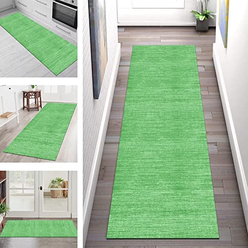 Tapis de couloir antidérapant lavable et sur mesure vert abstrait cuisine 110x350