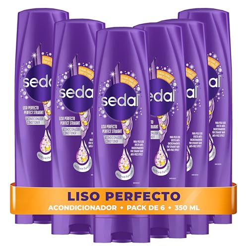 SEDAL Tratamiento Acondicionador Liso Perfecto para un cabello lacio y suave con Aceite de Macadamia, Vitamina C y Proteína de Seda 350ml x6