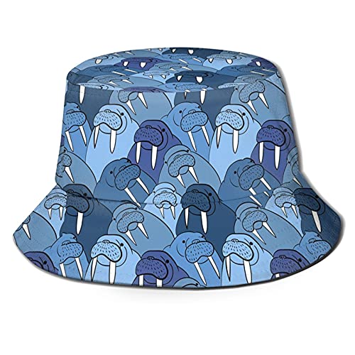 Dukbruek Bucket Hat, Wall of Walrus Fisherman Hat, Sun Hat, Wide Brim Hat, Packable Outdoor Cap, Travel Bucket Cap Hat for Men Women Teens