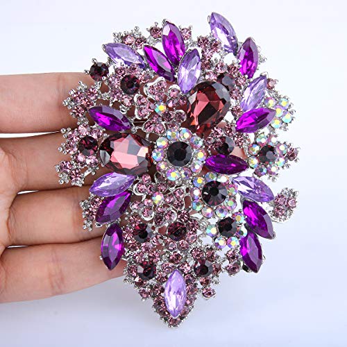Image of EVER FAITH Women's Austrian Crystal Vintage Style Flower Leaf Cluster Brooch Pendant