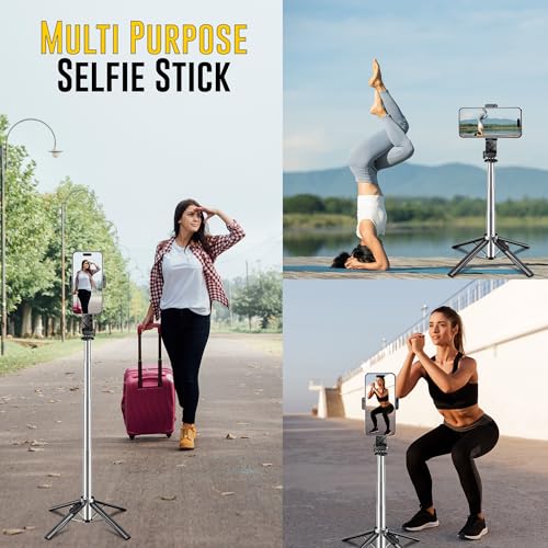 Image of WeCool S3 Selfie Stick Tripod for Mobile with 360 Rotation Offers a 4-Leg Stable Base, extends up to 102 cm, Supports Bluetooth 5.2 with 10m Range.
