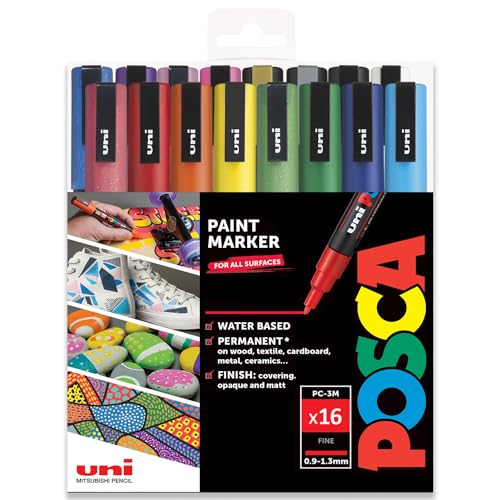 POSCA PC-3M Art Paint Marker Kit de démarrage de 16 marqueurs dans 2 boîtes cadeaux