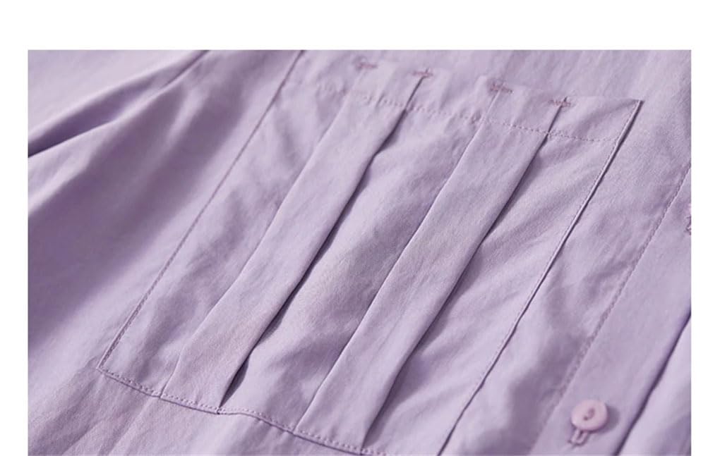 Camisa para mujer con botones de solapa, lisa, casual, holgada, con bolsillo, oficina, trabajo, negocios
