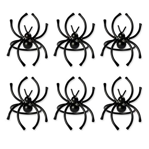 Chowaway Lot de 6 ronds de serviette en forme d'araignée noire effrayante pour décoration d'Halloween Cover