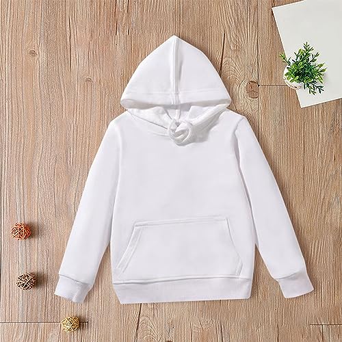 Oversized Sweatshirt for Girls Boys Thicken Fleece Windproof Warm Pullover Winter Solid Hoodies (White, 15-16 Years)3