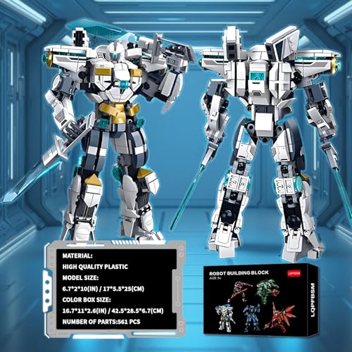 Image of Ice Warrior Mech Building Blocks Sets 561 PCS | Transforming Mech Robot Building Kits Mech Action Figures Model Gift for Adults Teens