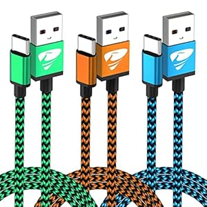 Aioneus USB C Charger Cable 3m 3Pack, Extra Long Type C Cable Braided 3A Fast Charging Lead for Samsung Galaxy S22 S21 S20 S10 S9 A21s A12 A13 A22 A32 A41 A51 A50, Huawei, Sony Oppo, Google Pixel