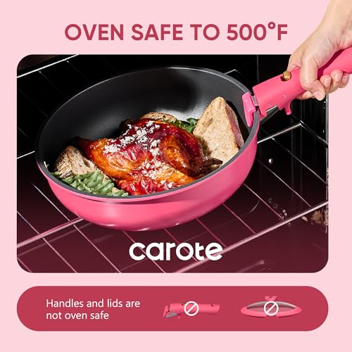 Image of CAROTE 15pcs Pots and Pans Set Non Stick, Cookware Set Non Toxic with Detachable Handle, Induction Kitchen Cooking Set, Dishwasher /Oven Safe, RV /Camping Cookware