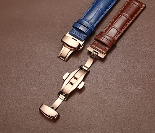 Image of Moran Genuine Leather Band Alligator and Cowhide Replacement Deployment Buckle Watch strap18mm to 24mm Crocodile Leather Strap for Men's and Women's