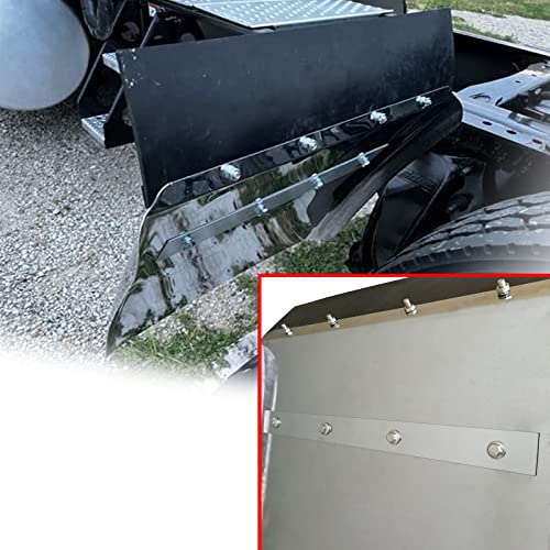 Image of 24 inchx24 inch Stainless Steel Quarter Fender Set Mud Flap Hangers with Single Bolt Mounting Brackets fit for Semi Truck, 2PCS