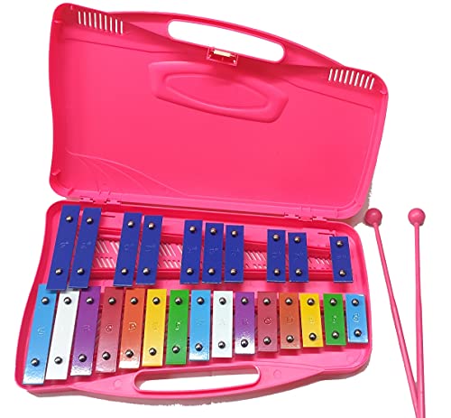 Alysée - MT25-CR-PK - Metalófono infantil 25 notas de colores - estuche rosa