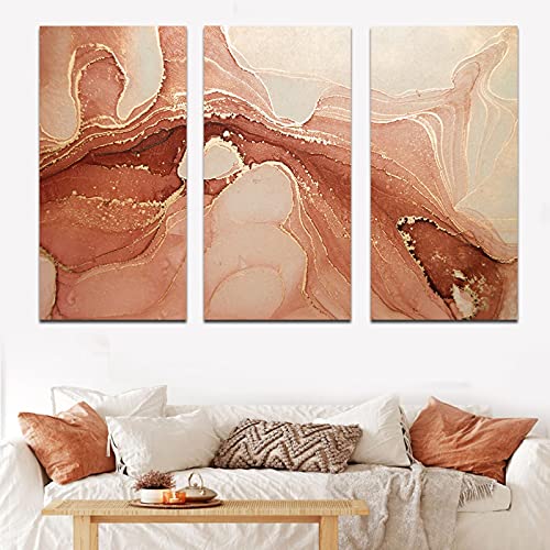 Tableau marbre et or fluide luxe 70x140cm pour décoration salon moderne - 4