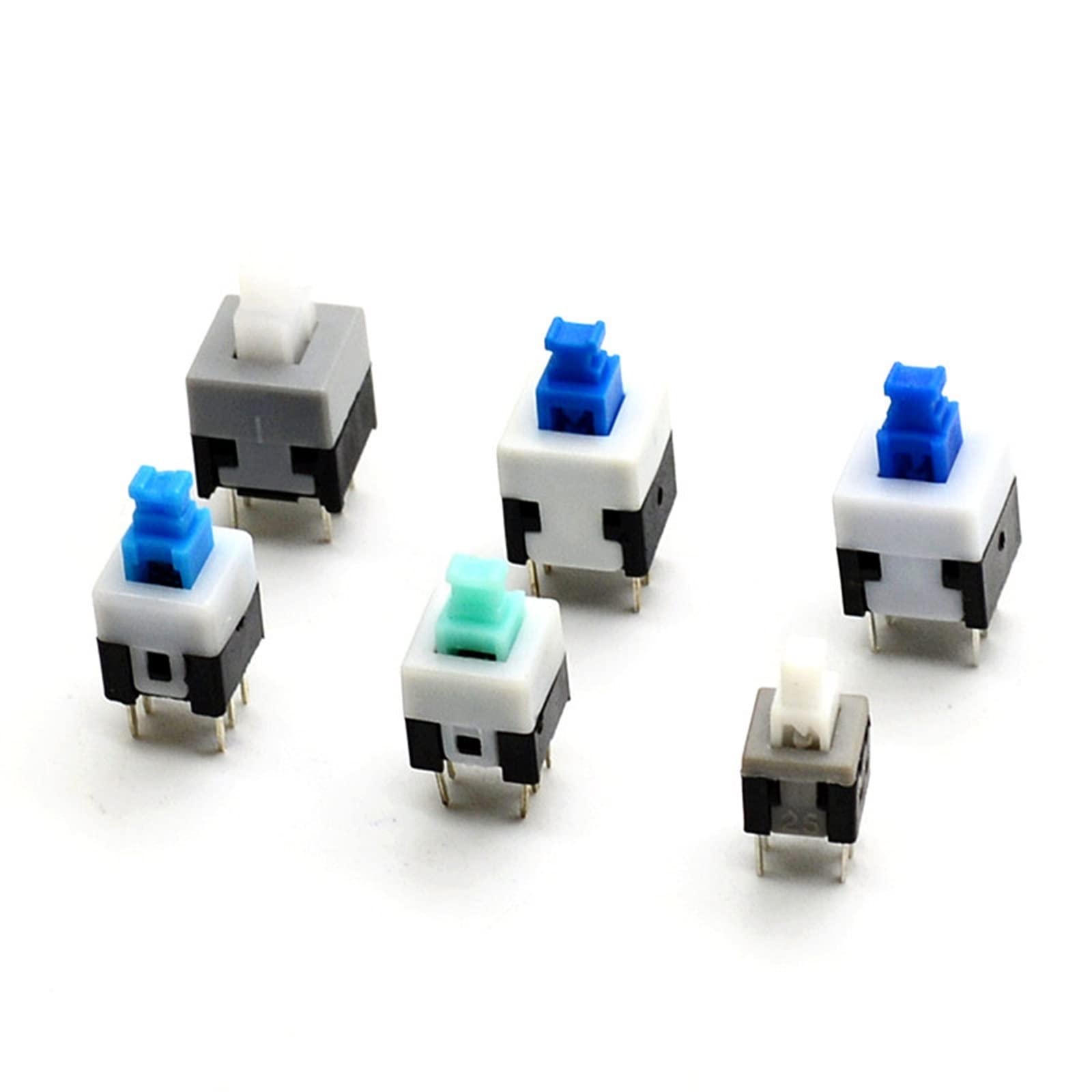 interruttore elettronico 10pcs 5.8 * 5.8 7 * 7 8 * 8 8.5 * 8.5mm Autobloccante Sblocca Push Tactile Power Micro Switch Kit 6 Pin Interruttori a pulsante a scatto