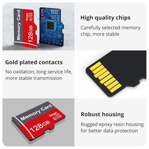 Image of 2 Pack Memory Card 128GB with Adapter, High Speed TF Card, UHS-I C10 A1 Memory TF Card for Tablet /Mobile Phone /Camera /Car Audio /Game Console (128, GB)