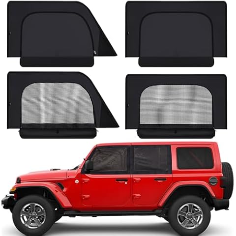 XCBYT Car Window Shades - 2019-2024 Jeep Wrangler JK JL and Gladiator JT Car Privacy Curtains, Dual Purpose Car Window Covers, Side Window Sun Shade for Breastfeeding, Napping, Dressing, Camping Cover