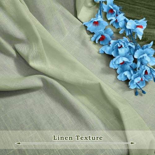 Image of THE LINEN COMPANY Cotton Linen Sheer Window Curtain with Twist Tab, Light Filtering Linen Textured Curtain for Living Room, Bedroom & Office, 2 Piece, Avocado Green, 4 FT x 4.5 FT