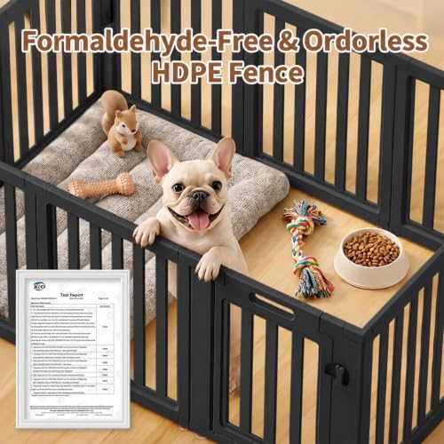 Image of EVERFRONT Dog Playpen with Door - Dog Pen Indoor - Easy Assemble Dog Play Pen - Puppy Playpen, Cat Playpen, Small Animal Playpen, Dog Play Pen Indoors (Black, 24 inch, 12 Panels)