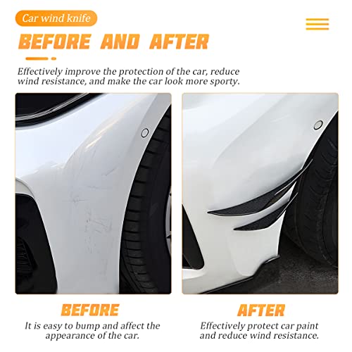 Car Front Bumper Fins, 4Pcs Diffuser Shark Fin Kit Car Splitter Fins, Exterior Soft Rubber Body Spoiler Canards Refit Kit, Anti-Collision Strip Decoration Accessories Stickers For Cars (Carbon Fiber) #TOP27