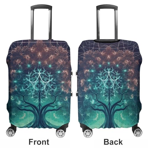 Digital Futuristic Tree of Life Icon with Space Printed Luggage Cover Protector, Fits 18-32 Inch Luggage3