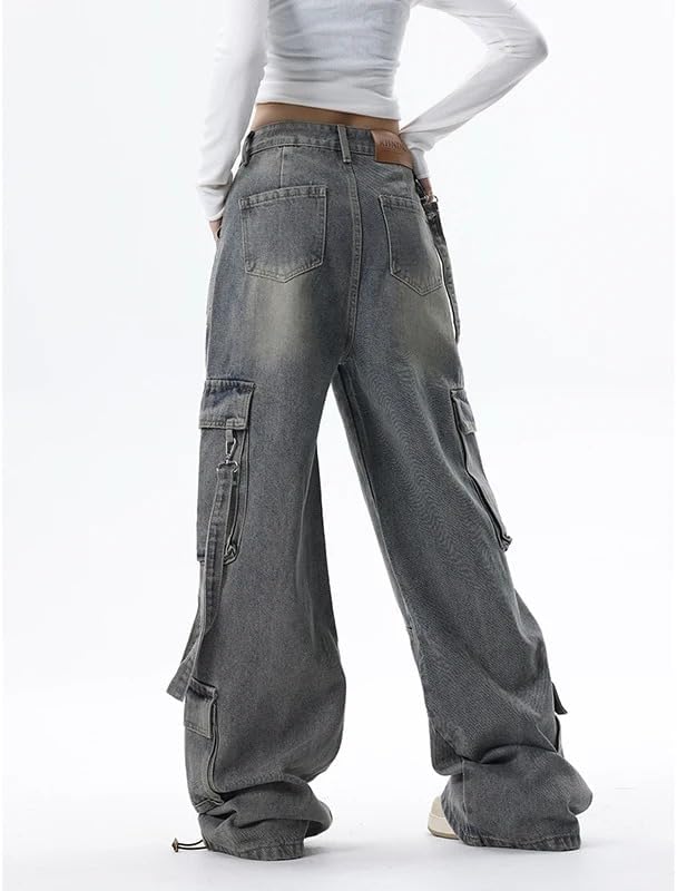Vintage Aesthetic Cargo Pants Women Y2K Clothing Multi-Pocket Baggy Jeans Fairy Grunge Clothes Alt Emo Streetwear