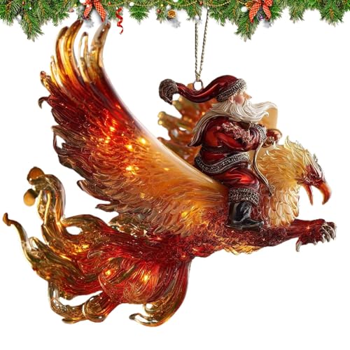 Derwrtup Colgante Árbol de Navidad con Santa Claus en Trineo | Recuerdo Plano Colgante en 2D, De Santa Claus En Acrílico para Árbol Navideño | para Repisa Ventana Puerta Mesa Salón Dormitorio
