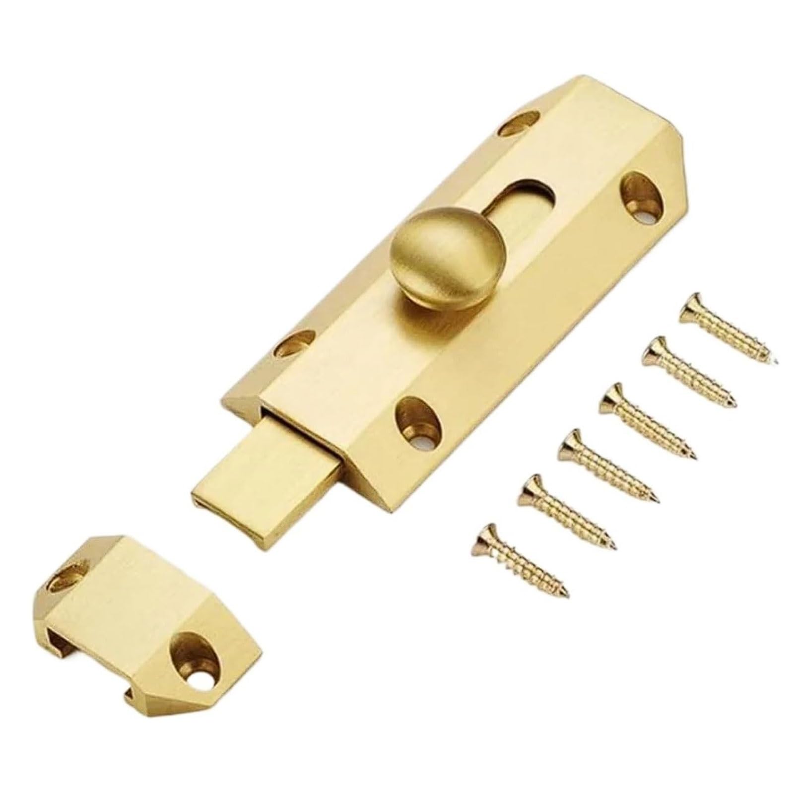 Oufeijia Eur Gold Thickened Pure Copper Bolt Lock, Surface Mounted All-Copper Door Latch For Wooden, Antique Anti-Theft(Gold)