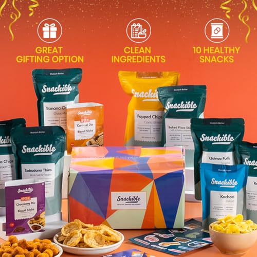 Image of Snackible Bestselling Snacks Box | Box of 10 Healthy Snacks | Healthy Gift Box | Best Gifting Option |Corporate Gifts | Gourmet Snack (Pack of 3)