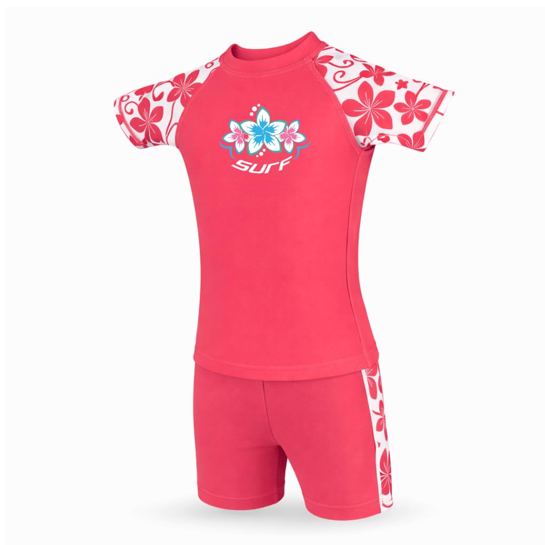 Kidz Swimmers Girls UV Sun Protection Rash Vest and Swim Shorts UPF 50+ Camelia Rose 11-12 Years