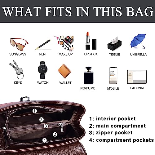 Image of Genuine Leather Satchel for Women Top Handle Bags Handmade Purse Vintage Embossed Leather Crossbody Handbags Hobo Bag