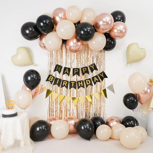 Image of Black Gold Birthday Decorations,Birthday Balloons Set