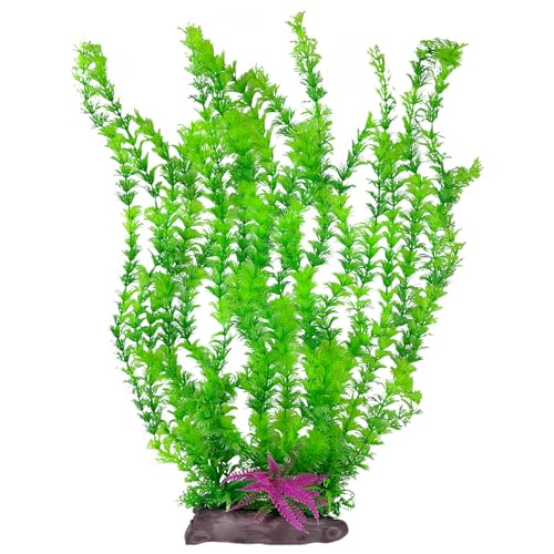Image of Hamiledyi Aquarium Plastic Plants Aquarium Decor Artificial Fish Tank Plants,Tall Fish Tank Decorations, Extra Large Aquarium Plant 20.4-inch Tall,1PCS