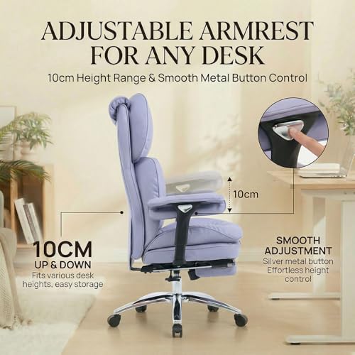 Image of Efomao Big & Tall Desk Chair, Wide Executive Office Chair with Footrest Purple