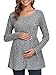 Ecavus Women's Maternity Ribbed Knit Shirts Long Sleeve Pregnancy Tops Comfy Stretchy Pregnant Blouses Heather Gray