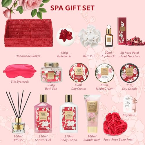 Image of 25Pcs Spa Gifts Skin Care Set - Luxurious Rose Spa Gift Baskets for Women | Women Gifts, Spa Kit, Spa Gifts for Mom, Christmas, Mother's Day, Valentine's, Birthday. Hydrating for all skin types