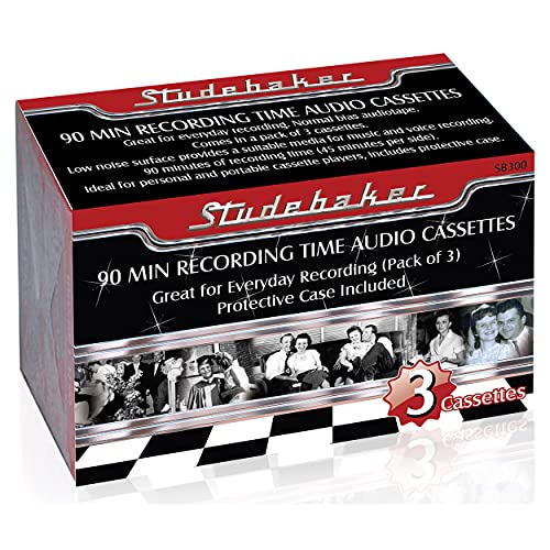 Studebaker 90 Minute Recording Time Blank Audio Cassettes (3-Pack)