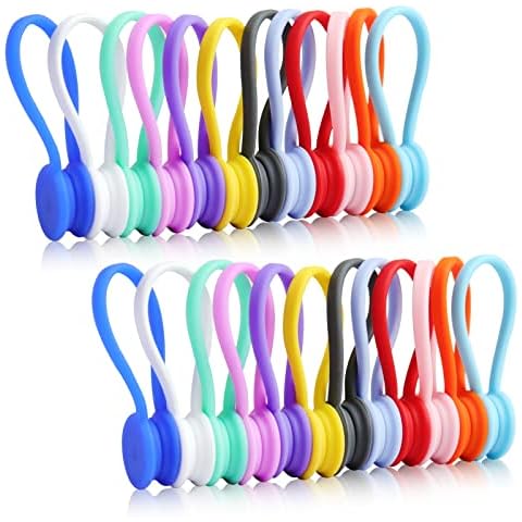 Motiloo 24 Pack Reusable Silicone Magnetic Cable Ties Strong Snap on Magnetic Cord Ties for Bundling and Organizing, Holding Stuff, Book Markers, Fridge Magnets Cover