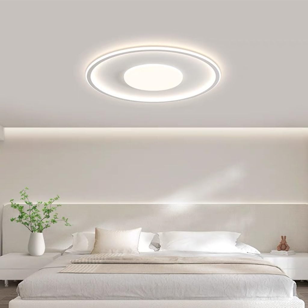 Plafonnier LED rond blanc 30cm dimmable avec télécommande pour la chambre