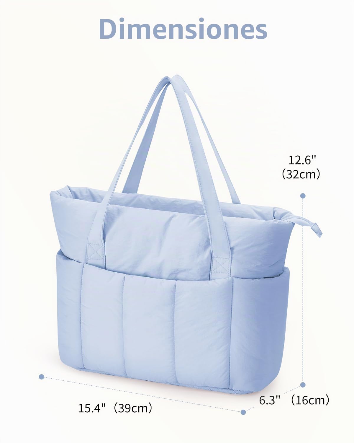Narwey Bolso Tote Mujer Acolchado Grande, Puffer Tote Bag de Trabajo y Deporte con Cremallera y Compartimentos para Portátil, Bolso de Mano y Hombro Ligero para Escuela, Universidad y Viaje