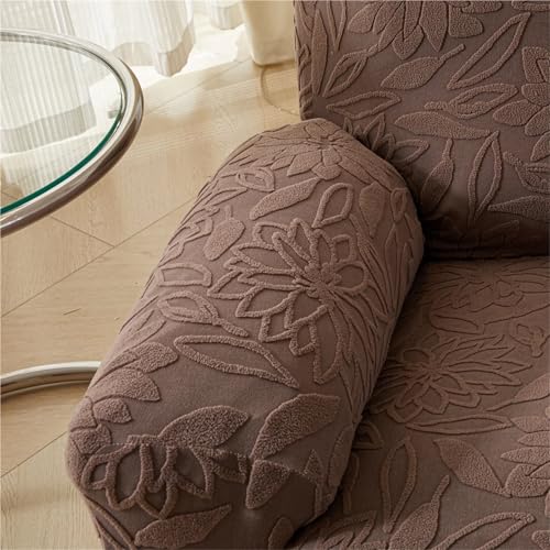 Funda de sillón reclinable de peluche marrón cojín de sofá de 2 plazas lavable 7