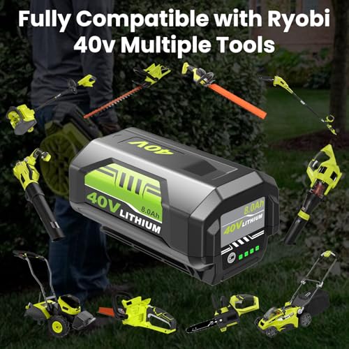 Image of 8.0Ah 40 Volt Replacement for Ryobi 40V Battery(Multi-1PACK) | Compatible with Ryobi 40 Volt Battery Leaf Blower, Leaf Vacuum, Weed Wacker, Blower, Cordless Snow Shovel, Snow Blower