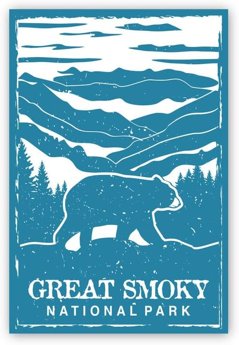 Miniatura 4 de Póster de Parque Nacional Humeante, grandes impresiones artísticas de pared de parques nacionales ahumados, póster de viaje retro de Tennessee,